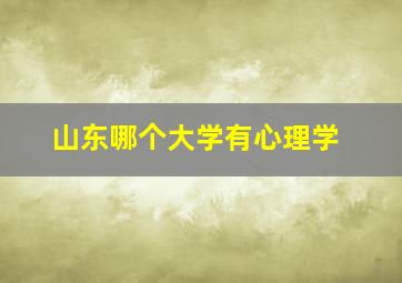 山东哪个大学有心理学