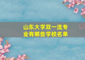 山东大学双一流专业有哪些学校名单