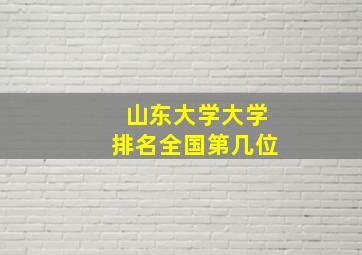 山东大学大学排名全国第几位