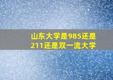 山东大学是985还是211还是双一流大学