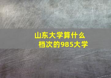 山东大学算什么档次的985大学