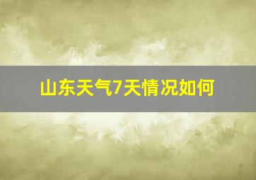 山东天气7天情况如何