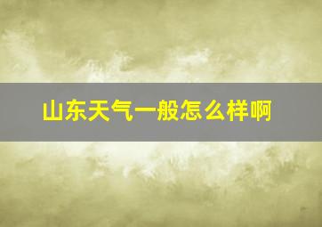 山东天气一般怎么样啊