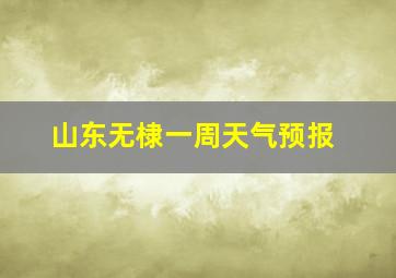 山东无棣一周天气预报