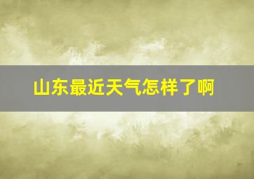 山东最近天气怎样了啊