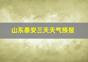 山东泰安三天天气预报