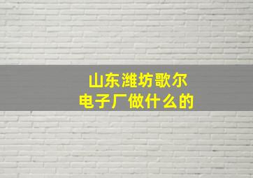 山东潍坊歌尔电子厂做什么的