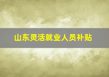 山东灵活就业人员补贴