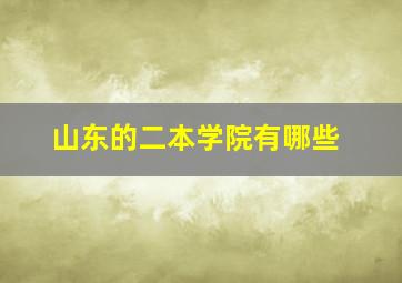 山东的二本学院有哪些