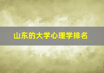 山东的大学心理学排名