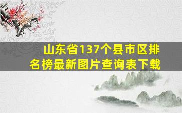 山东省137个县市区排名榜最新图片查询表下载