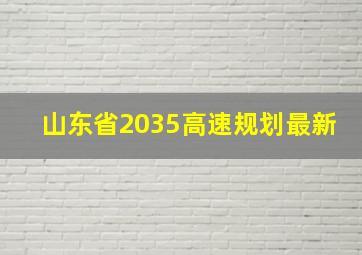 山东省2035高速规划最新