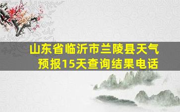 山东省临沂市兰陵县天气预报15天查询结果电话