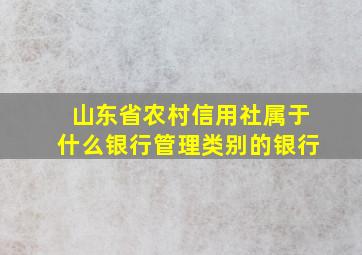 山东省农村信用社属于什么银行管理类别的银行