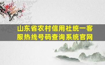 山东省农村信用社统一客服热线号码查询系统官网