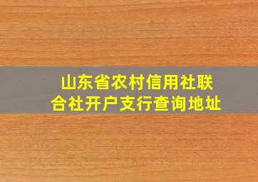 山东省农村信用社联合社开户支行查询地址