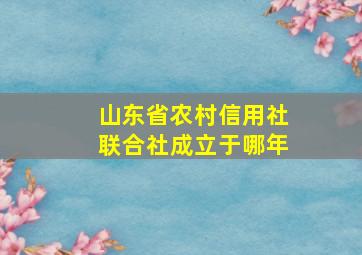 山东省农村信用社联合社成立于哪年