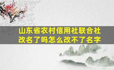 山东省农村信用社联合社改名了吗怎么改不了名字