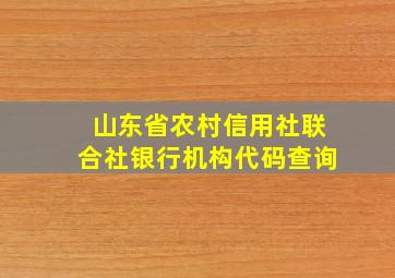 山东省农村信用社联合社银行机构代码查询