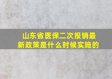 山东省医保二次报销最新政策是什么时候实施的