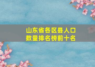 山东省各区县人口数量排名榜前十名