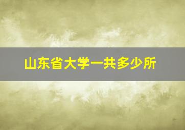 山东省大学一共多少所