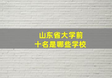 山东省大学前十名是哪些学校