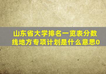 山东省大学排名一览表分数线地方专项计划是什么意思0