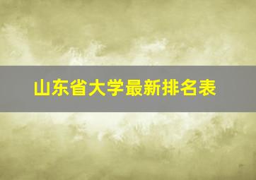 山东省大学最新排名表