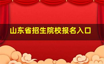 山东省招生院校报名入口