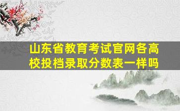 山东省教育考试官网各高校投档录取分数表一样吗