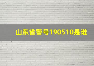 山东省警号190510是谁