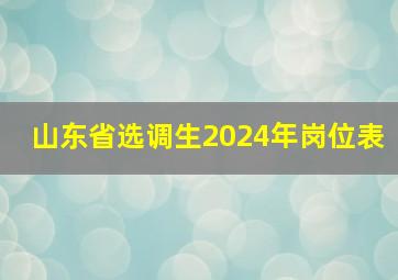 山东省选调生2024年岗位表