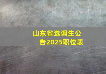 山东省选调生公告2025职位表