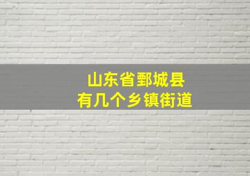 山东省鄄城县有几个乡镇街道