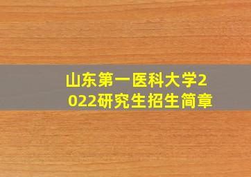 山东第一医科大学2022研究生招生简章