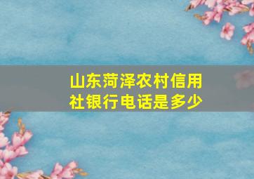 山东菏泽农村信用社银行电话是多少