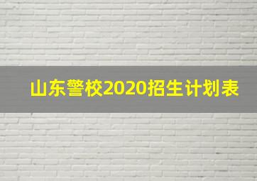 山东警校2020招生计划表