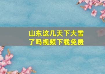 山东这几天下大雪了吗视频下载免费