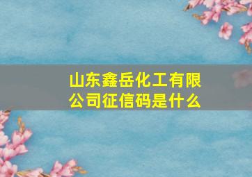 山东鑫岳化工有限公司征信码是什么