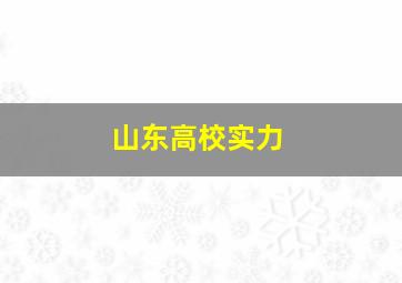 山东高校实力