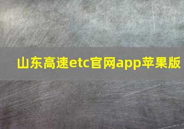 山东高速etc官网app苹果版