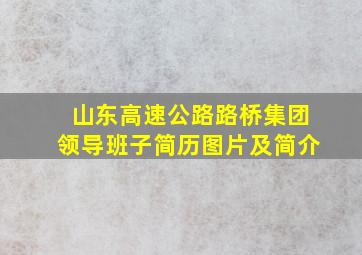 山东高速公路路桥集团领导班子简历图片及简介