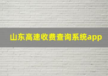 山东高速收费查询系统app