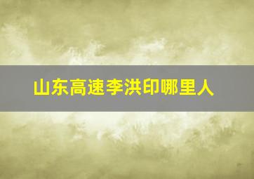 山东高速李洪印哪里人