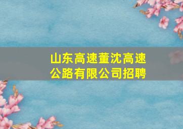 山东高速董沈高速公路有限公司招聘