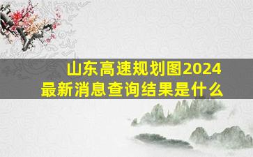 山东高速规划图2024最新消息查询结果是什么