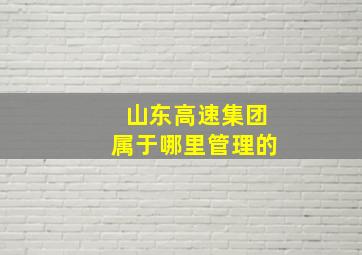 山东高速集团属于哪里管理的