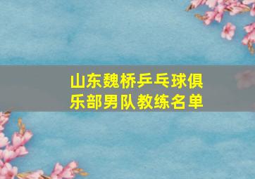 山东魏桥乒乓球俱乐部男队教练名单