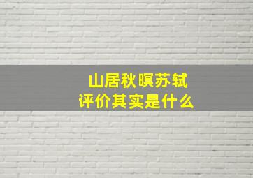 山居秋暝苏轼评价其实是什么